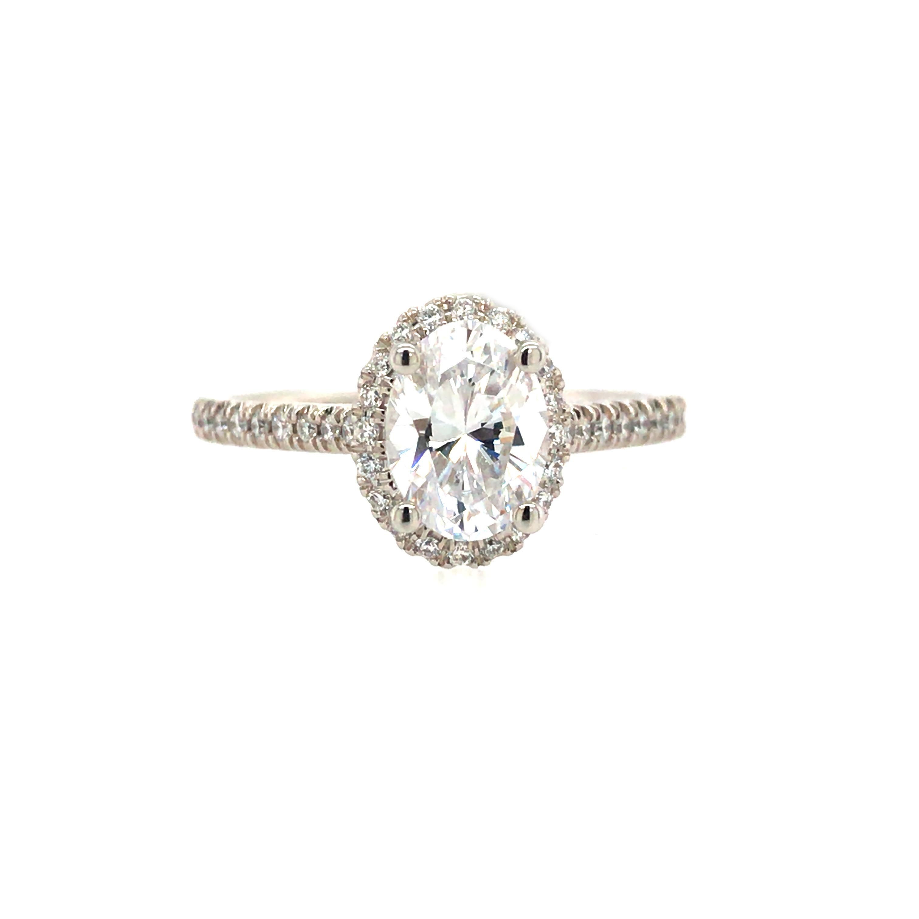 Traditional Solitaire Ring - 0.50ct Oval Cut Diamond Hybrid (RTS) | MiaDonna